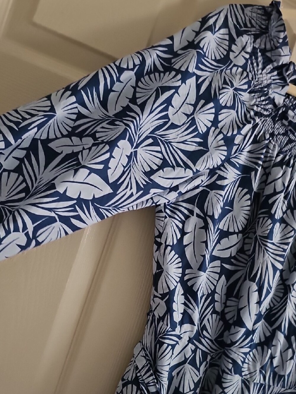 Boden Blue Leaf-Print Off-Shoulder Maxi Dress - Picture 4 of 10